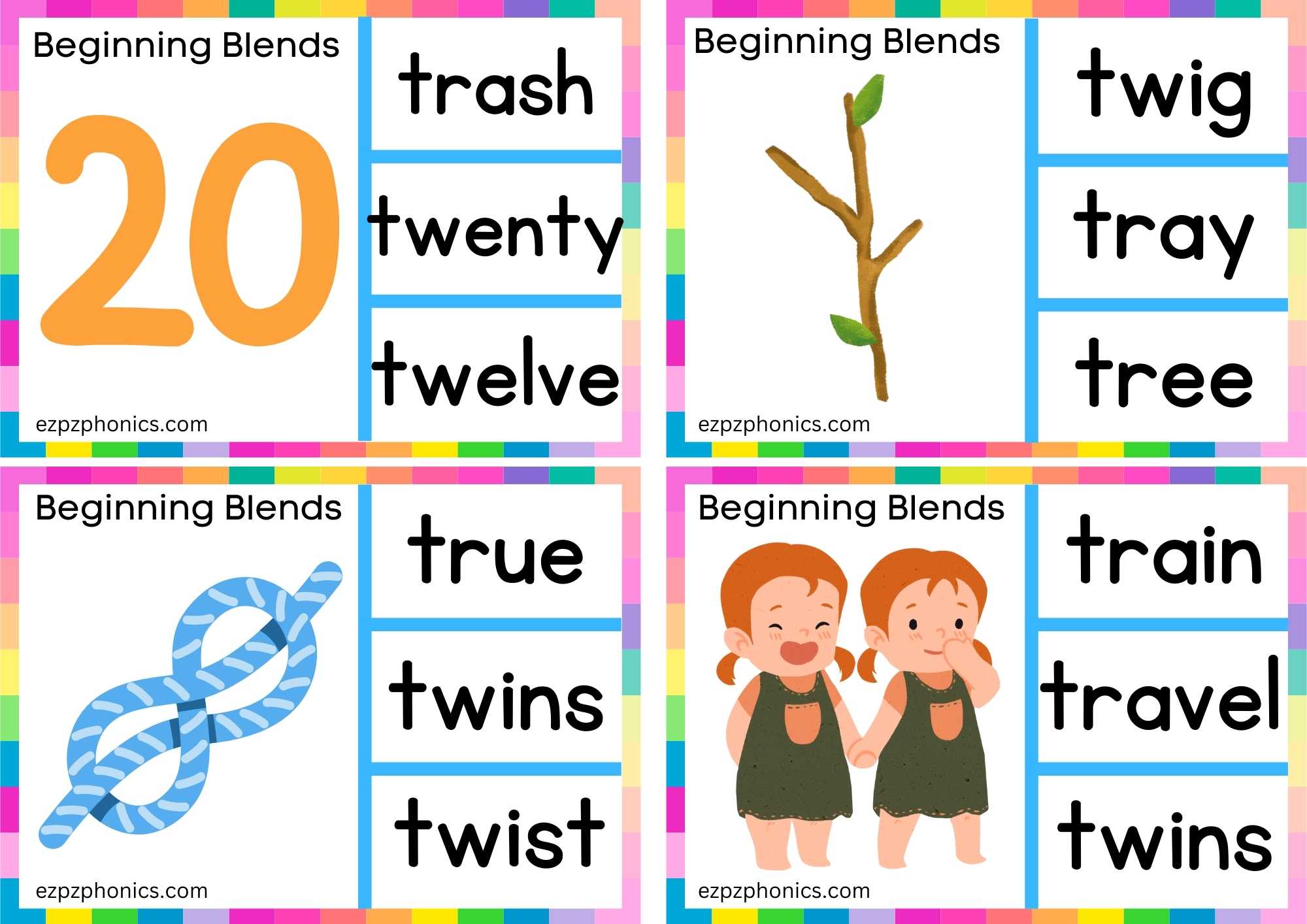 TW Beginning Blends Clip Cards Look At The Image And Clip The Correct Word Set 1